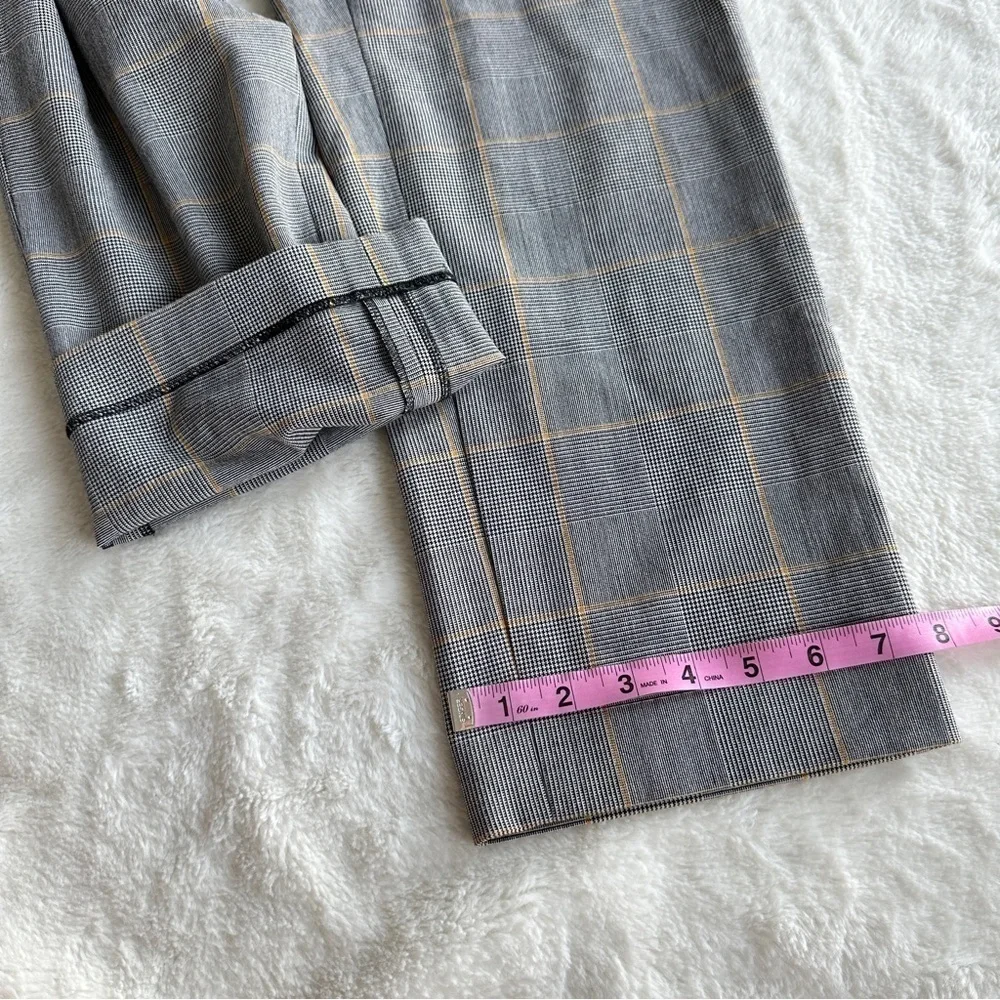 Wilfred Tie-Front Check Gray Plaid Cropped High-Waist Pants S (4)